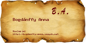 Bogdánffy Anna névjegykártya